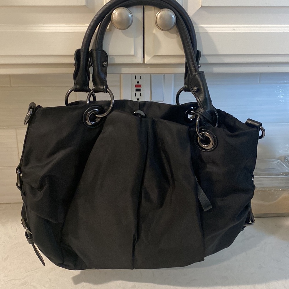 Like NEW! Vince Camuto Black Nylon satchel bag with cross body strap.
